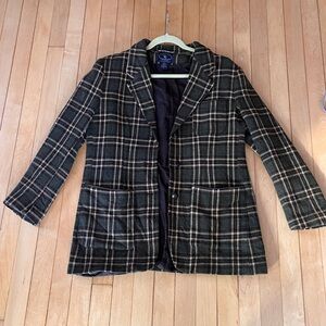 100% wool American Vintage green and black Plaid Blazer